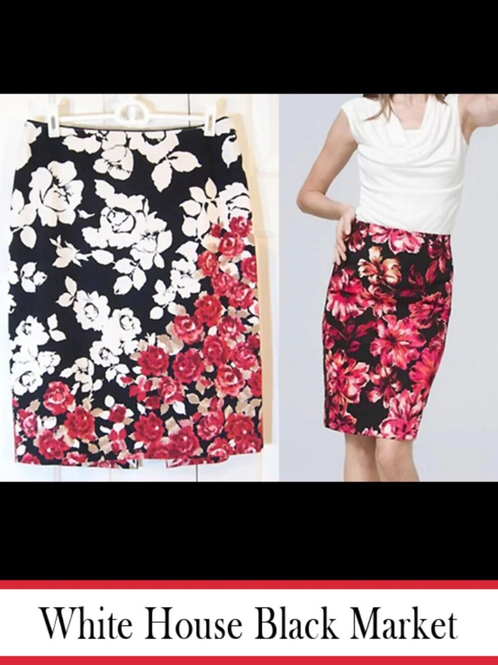 WHBM | 'Rose Garden' Floral Print Pencil Skirt